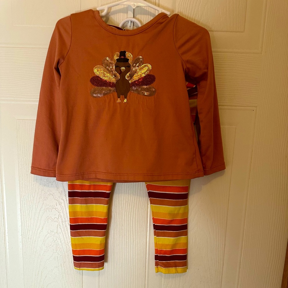 Btween Toddler Girls size 2T Turkey-Thanksgiving outfit.